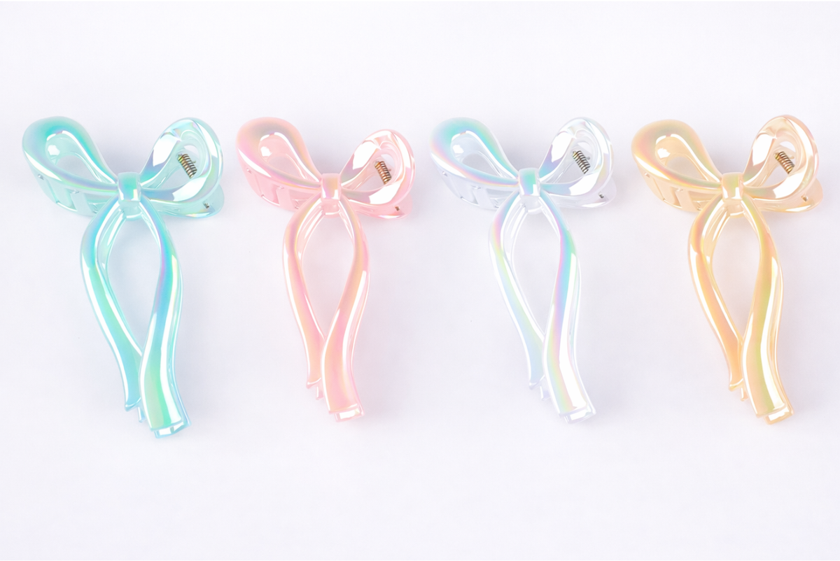 Iridescent Bow Claw Clip