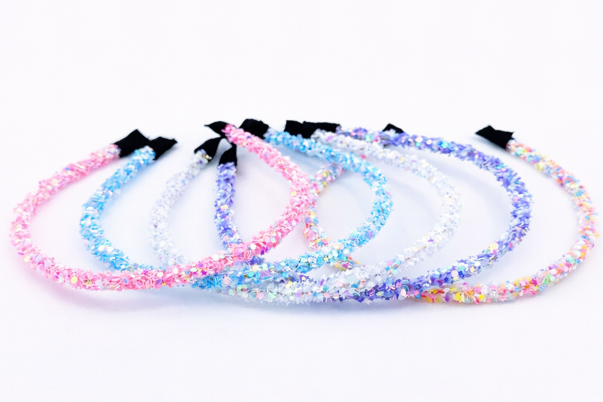 Star Glitter Set of 3 Headbands - Rainbow/Pink/Blue