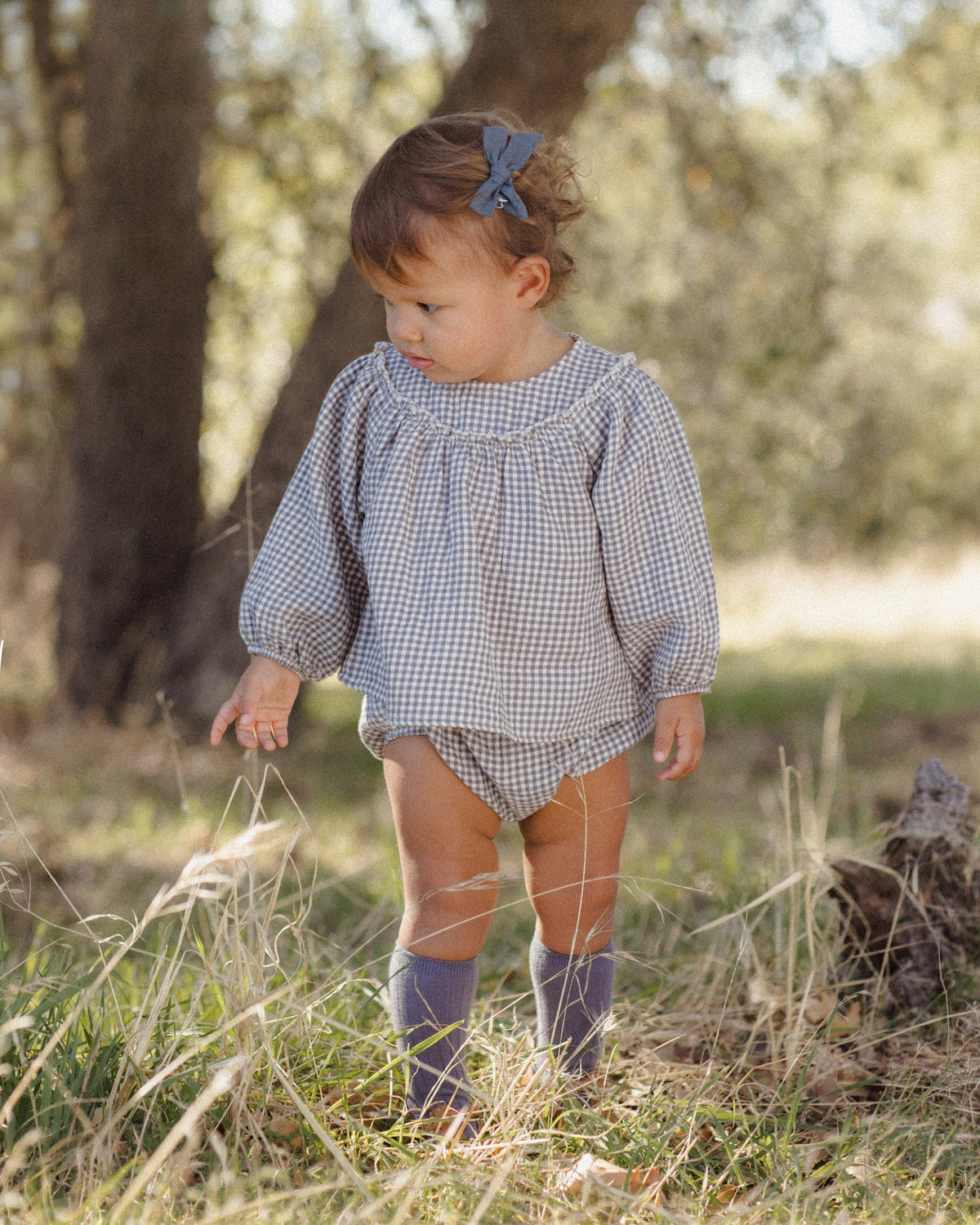 Mia Top + Bloomer Set || Midnight Gingham