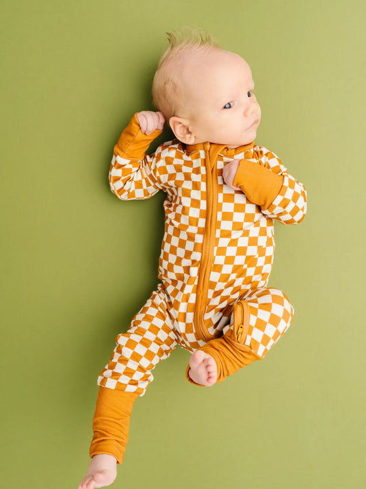 Checkerboard Charm Zipper Romper