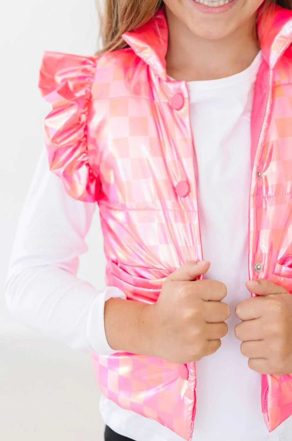 Iridescent Neon Pink Puffer Vest