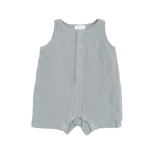Muslin Sleeveless Shortie Romper - Slate Gray