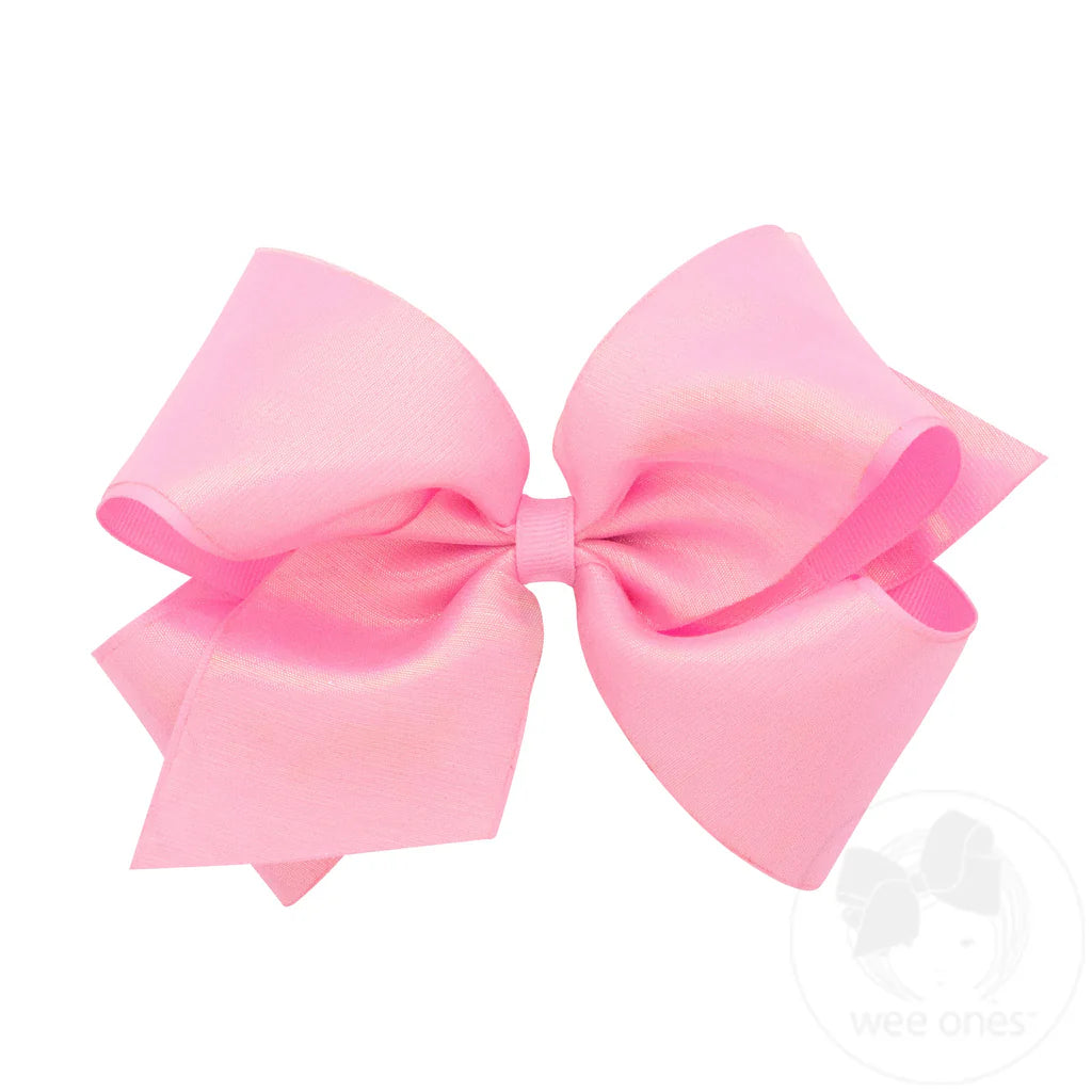 King Sheer Iridescent Grosgrain Overlay Hair Bow