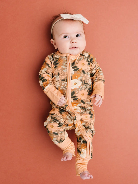 Autumn Bloom Zipper Romper