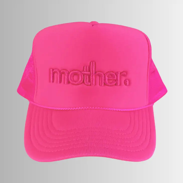 Mother Embroidered Trucker Hat - Neon Pink