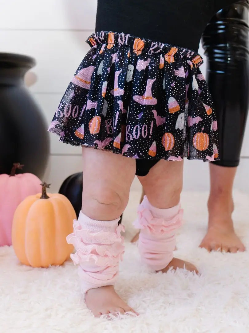 Boo Halloween Long Sleeve Tutu Bodysuit