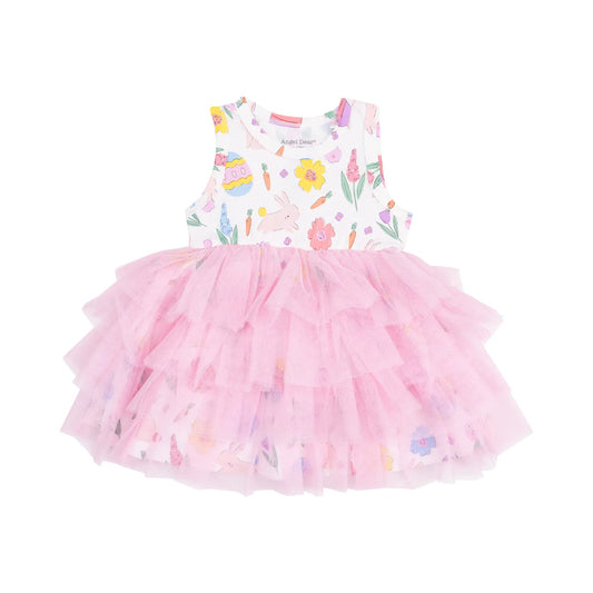 Pink Easter Bunnies Twirly Tank Tutu Dress