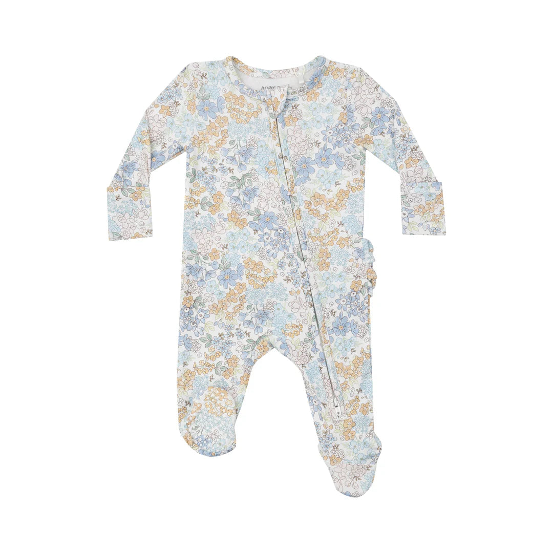 2 Way Zipper Ruffle Back Footie - Edith's Floral