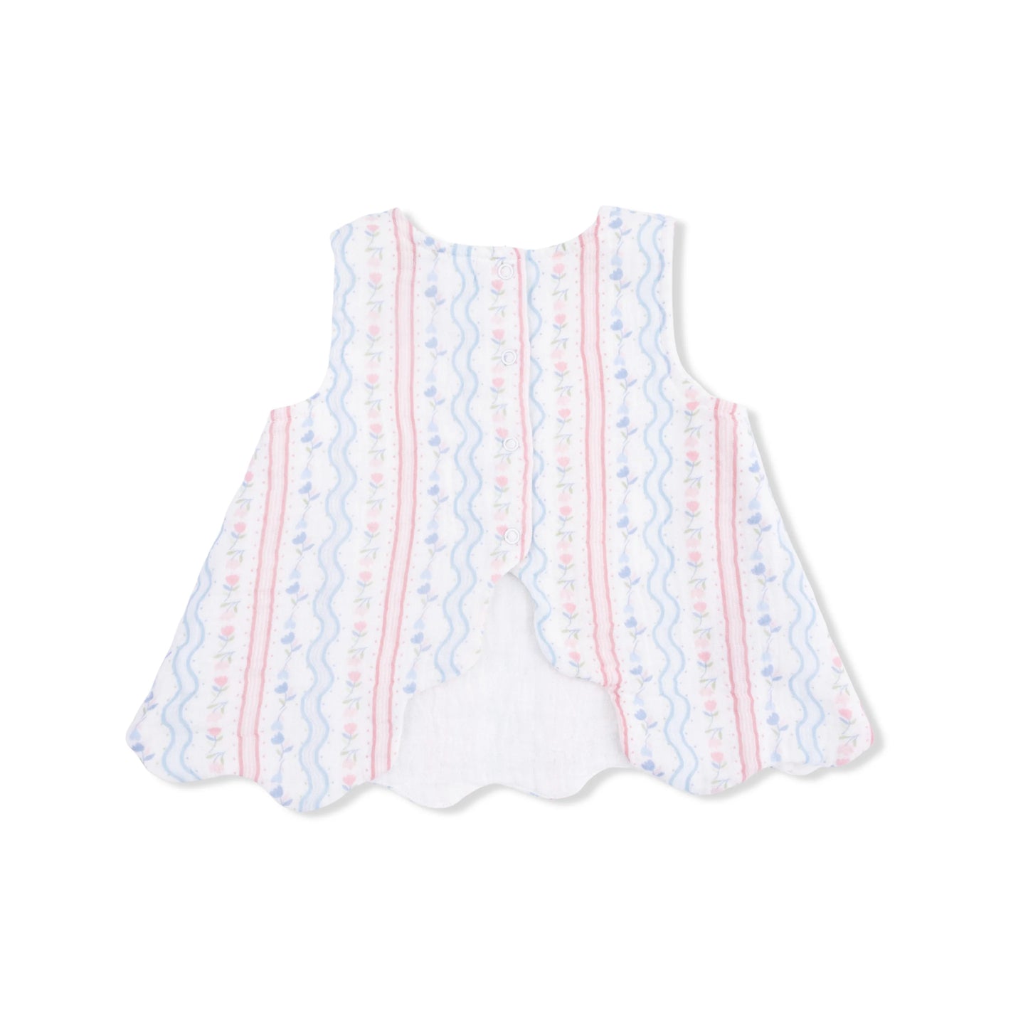 Tulip Stripe Scallop Back Top with Bloomer