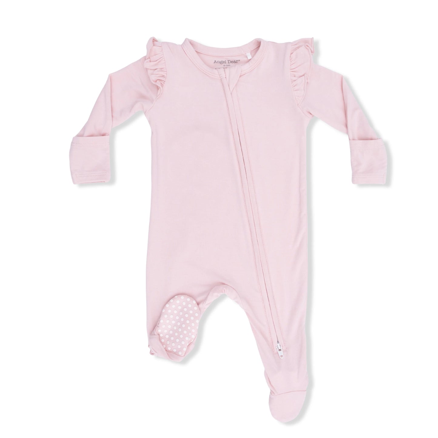 Solid Lotus 2 Way Ruffle Sleeve Zipper Footie