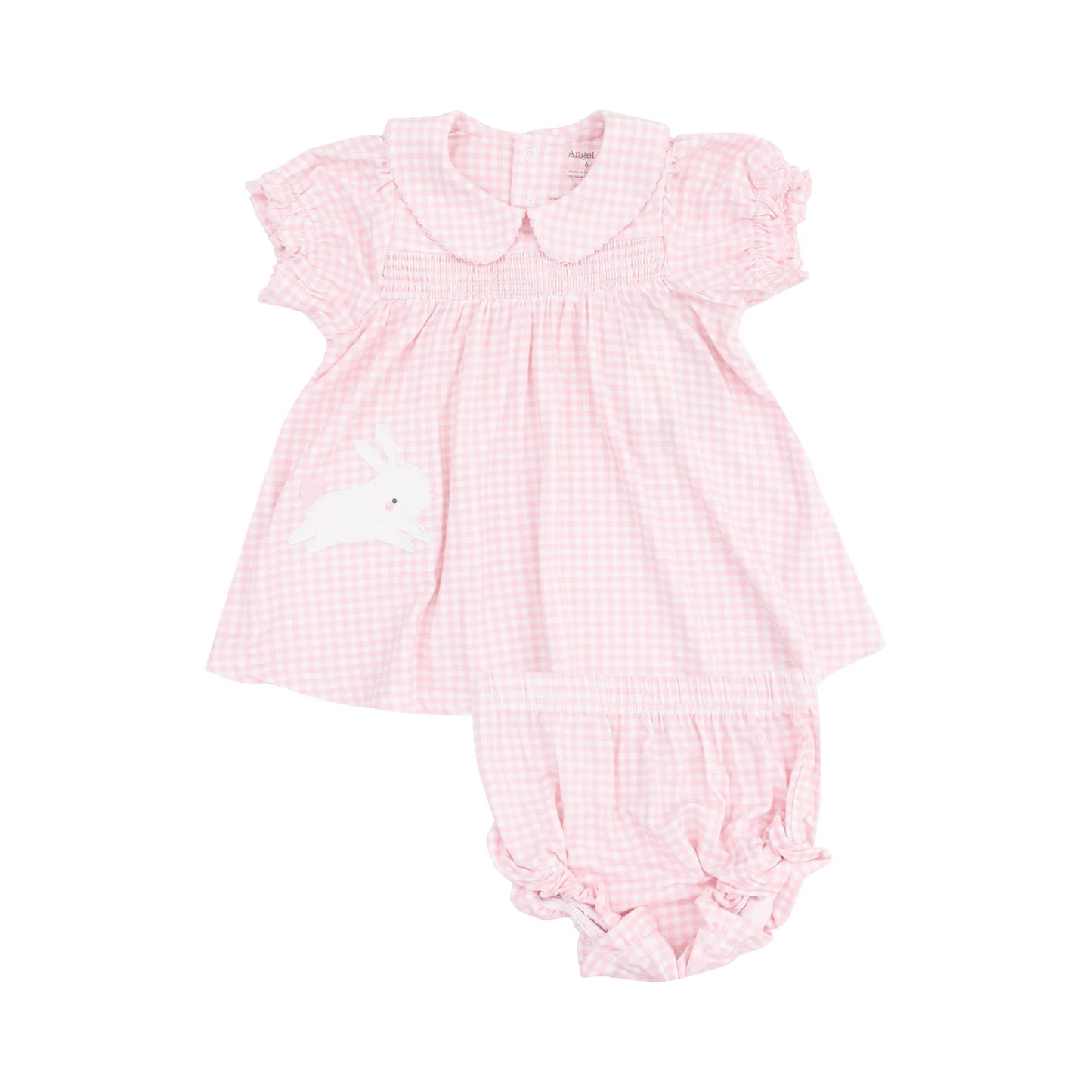 Mini Pink Gingham Smocked Peter Pan Collar Dress