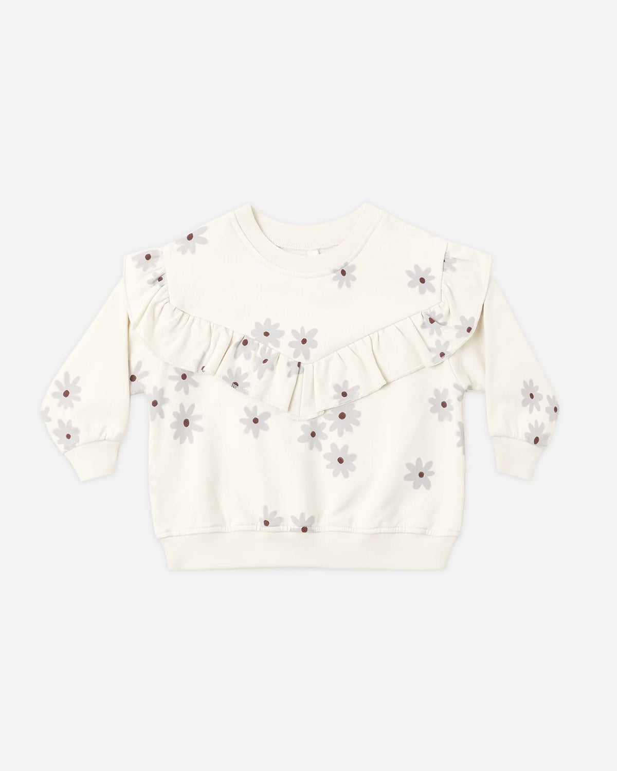 Ruffle Fleece Sweatshirt || Blue Daisy