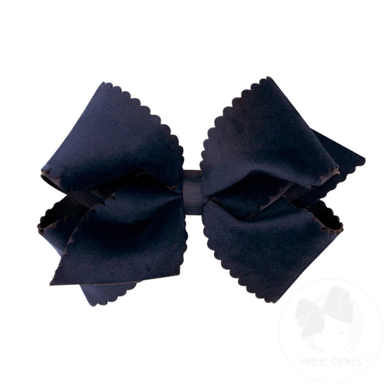 Small King Grosgrain Scalloped Edge Faux Velvet Bow