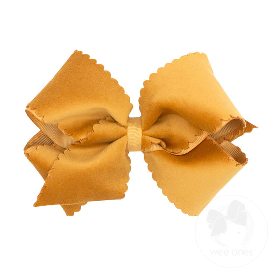 Small King Grosgrain Scalloped Edge Faux Velvet Bow