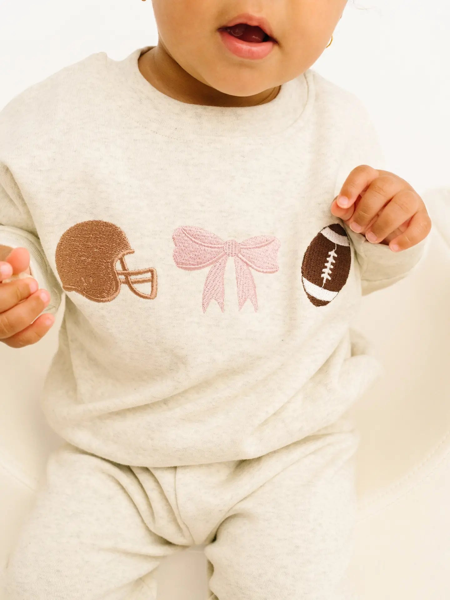 Touchdown Bow Embroidered Crewneck Set