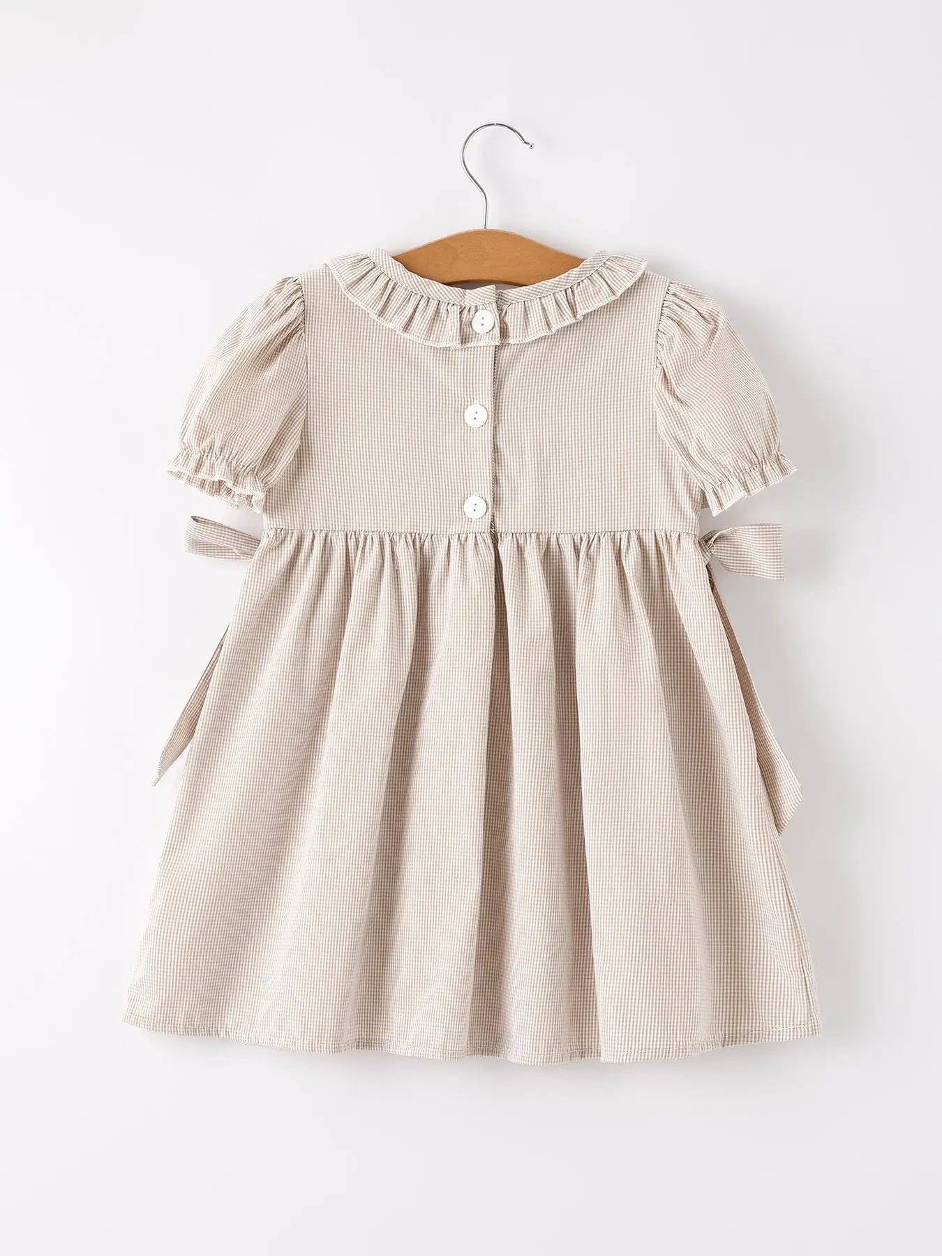 Pumpkin Embroidery Smock Plaid Dress