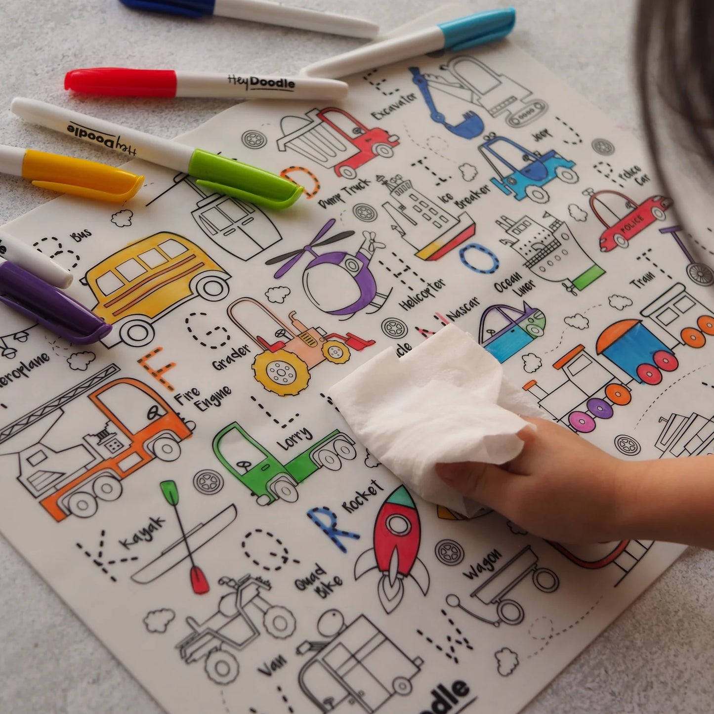 Toot Toot Honk Classic Coloring & Doodle Mat