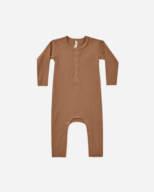 Ribbed Baby Jumpsuit || Cinnamon