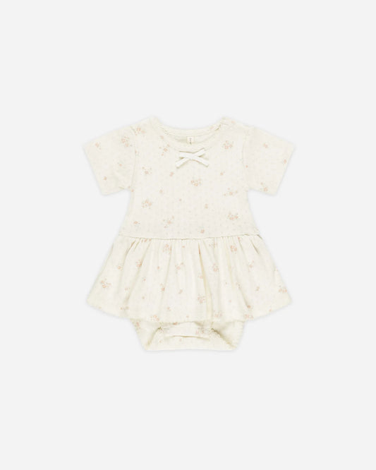 Pointelle Skirted Bodysuit || Pink Ditsy