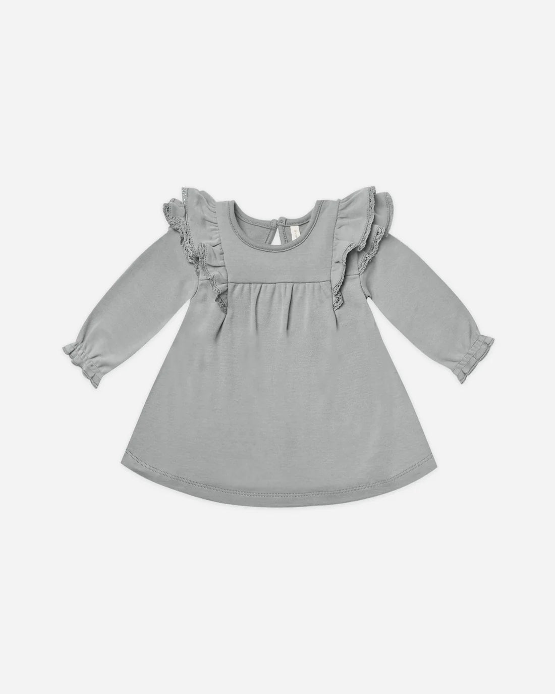 Long Sleeve Flutter Dress || Dusty Blue