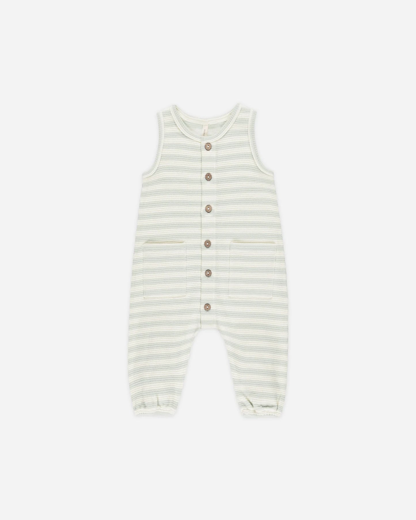 Waffle Jumpsuit || Mint Stripe