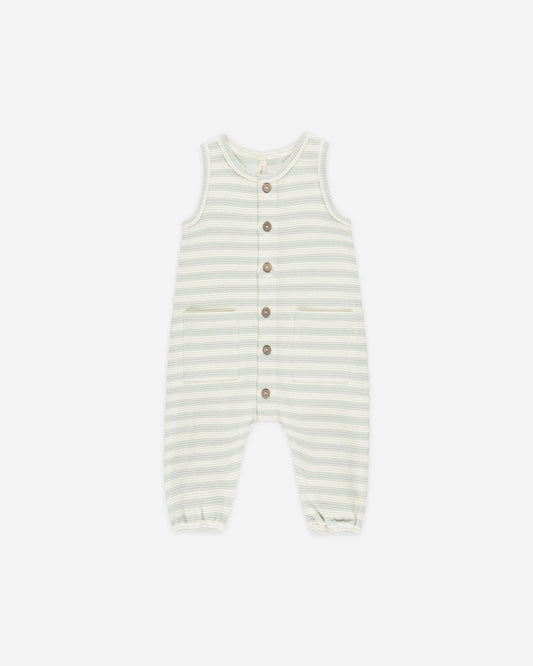 Waffle Jumpsuit || Mint Stripe