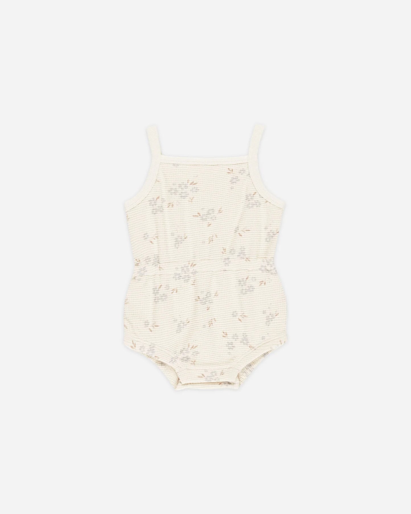 Waffle Cinch Romper || Blue Ditsy