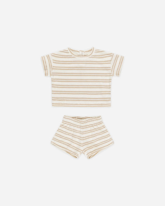 Terry Tee + Shorts Set || Oat Stripe