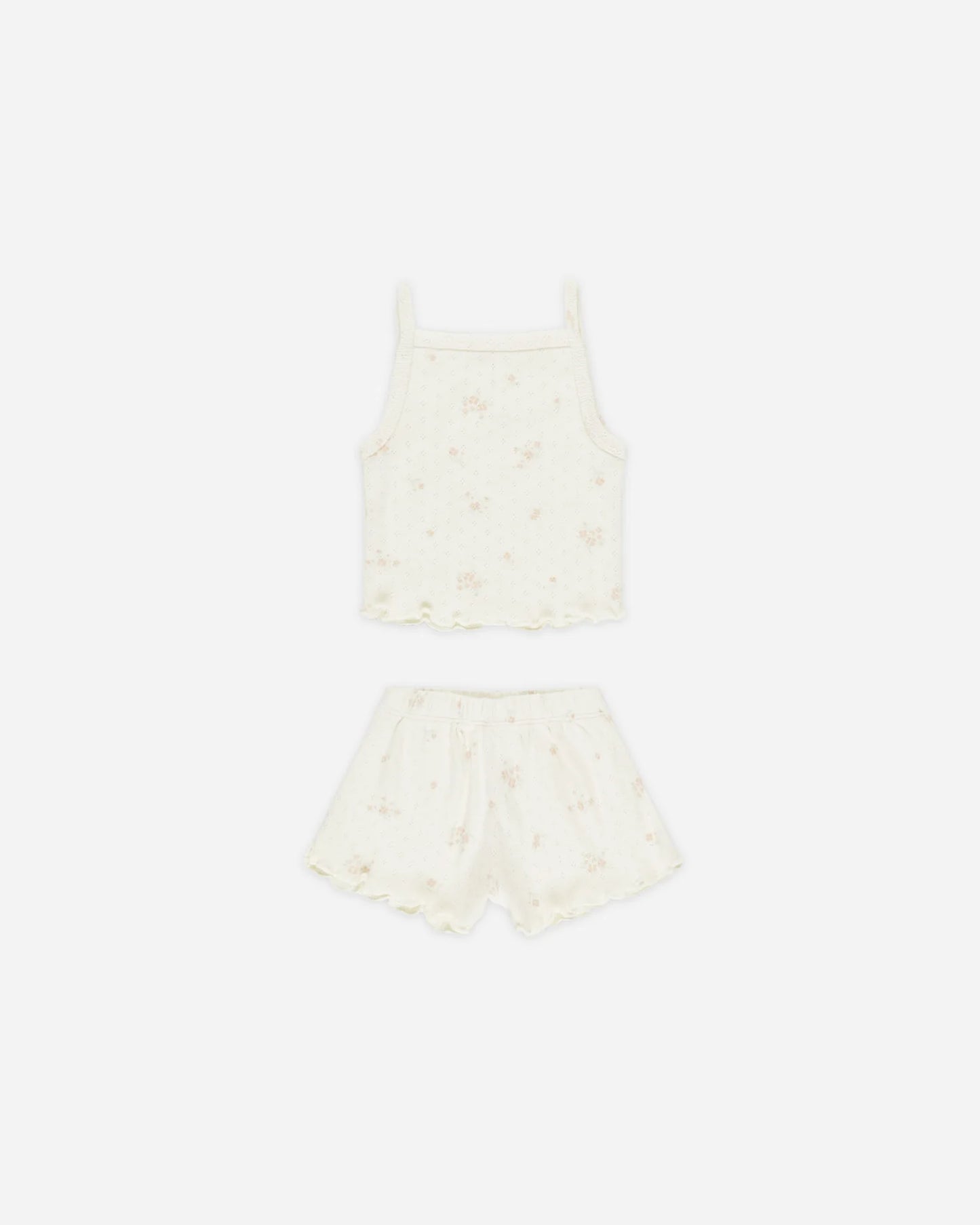 Pointelle Tank + Shortie Set || Pink Ditsy