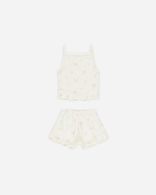 Pointelle Tank + Shortie Set || Pink Ditsy