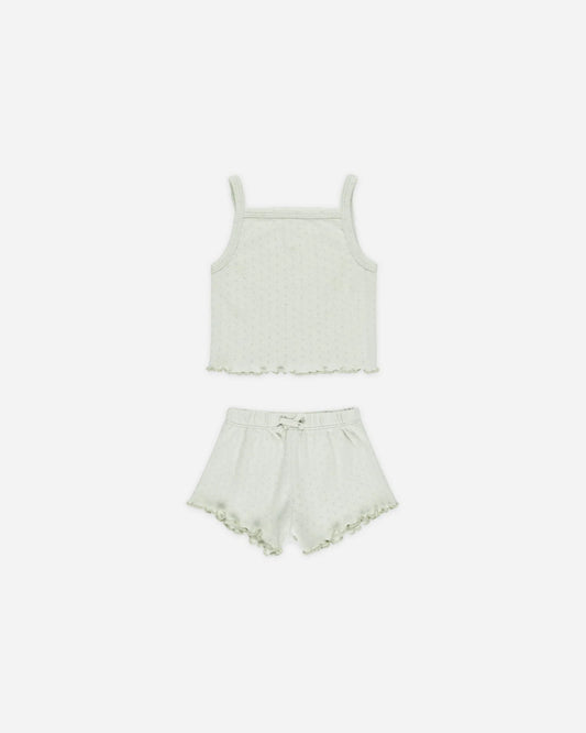 Pointelle Tank + Shortie Set || Mint