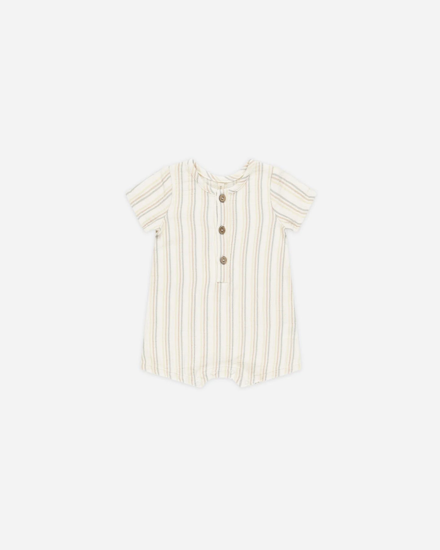 Short Sleeve Woven Romper || Summer Stripe