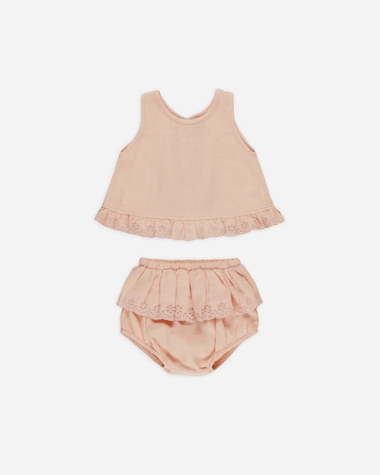 Ruffled Tulip Top + Bloomer Set || Melon
