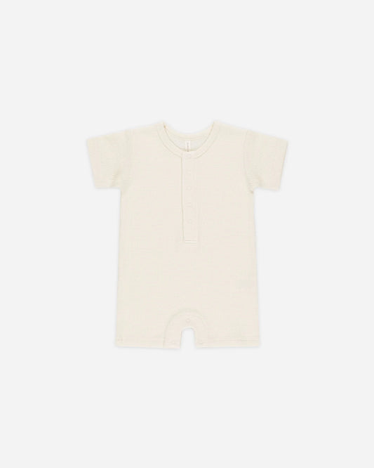 Waffle Snap Romper || Natural