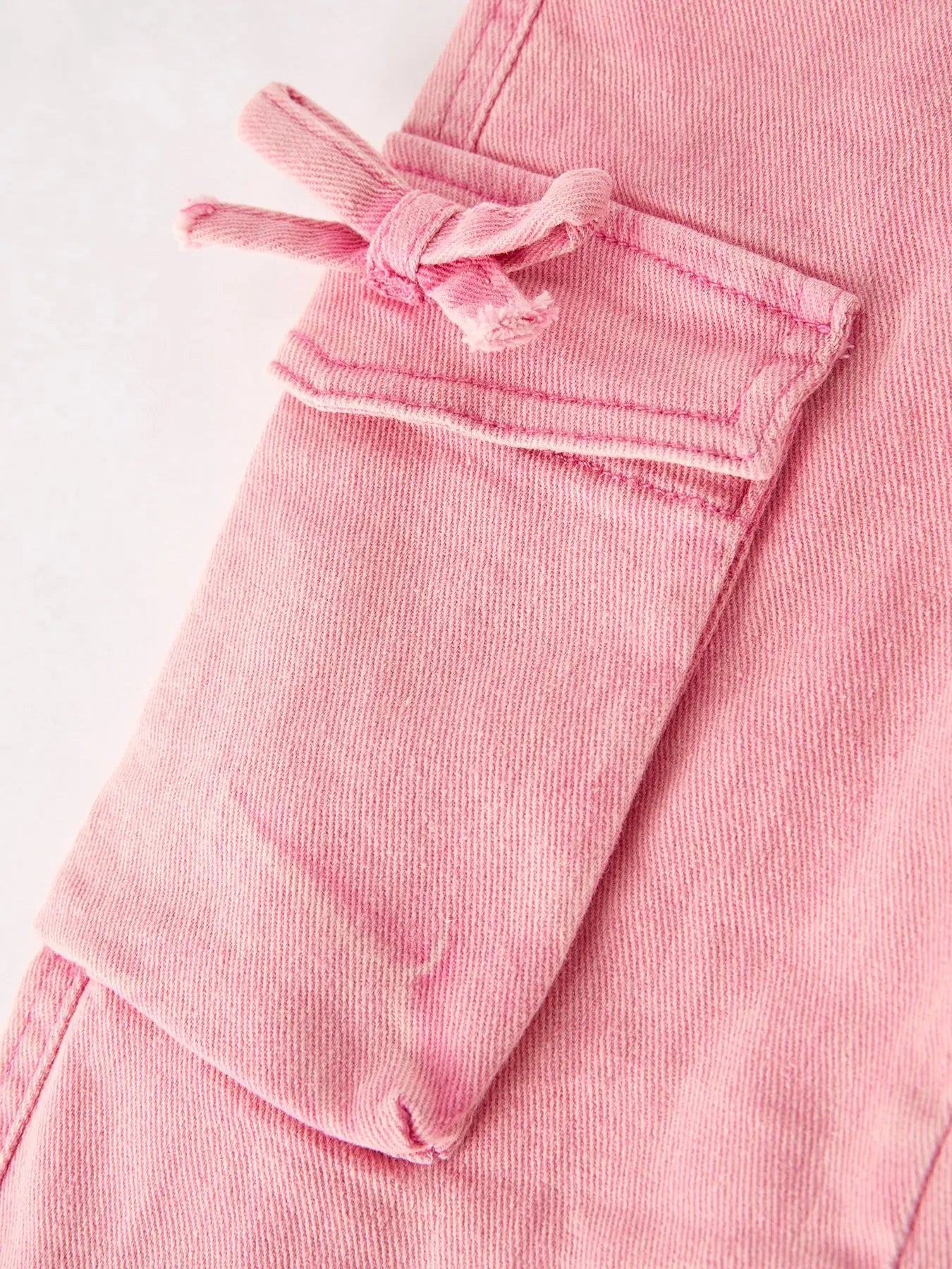 Pink Wide-Leg Denim Pants