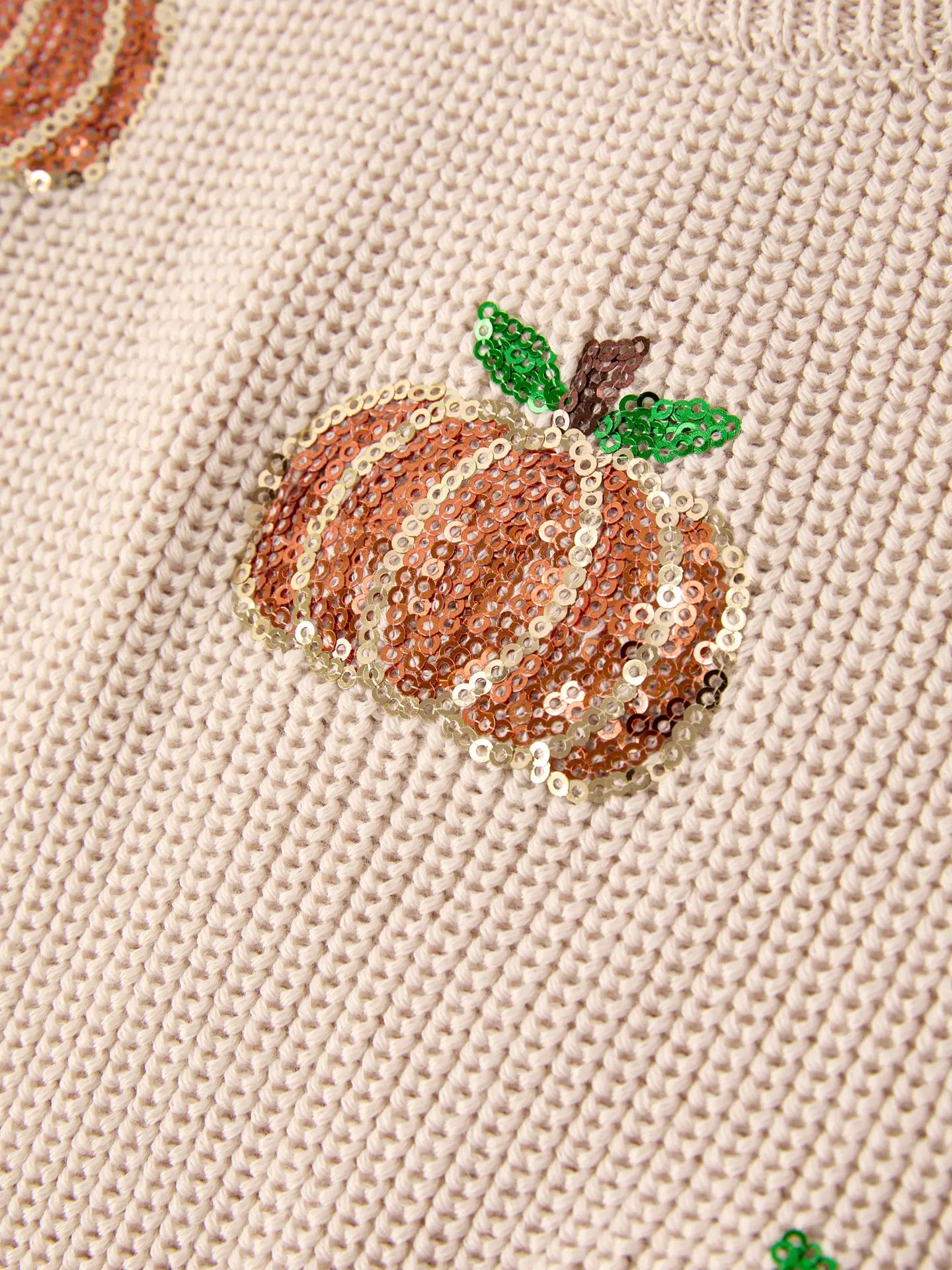 Pumpkin Sequin Sweater – Beige