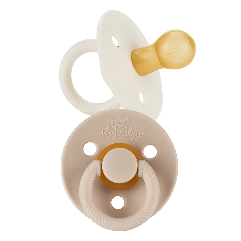 Itzy Soother™ Natural Rubber Paci Sets - Coconut + Toast 0/6M