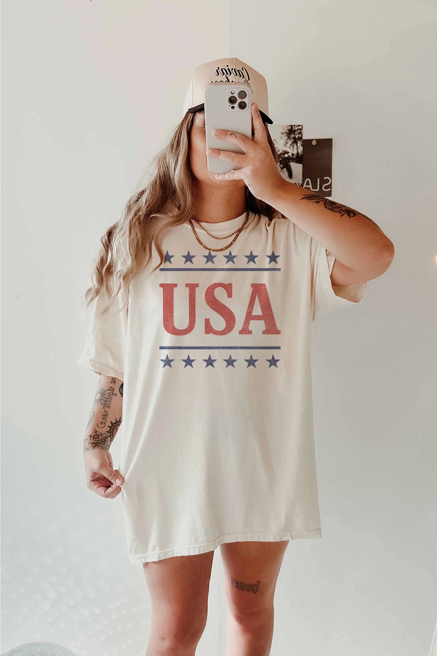 USA Oversized Tee - White
