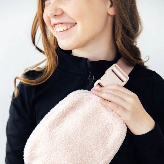 Light Pink Fleece Belt Bag