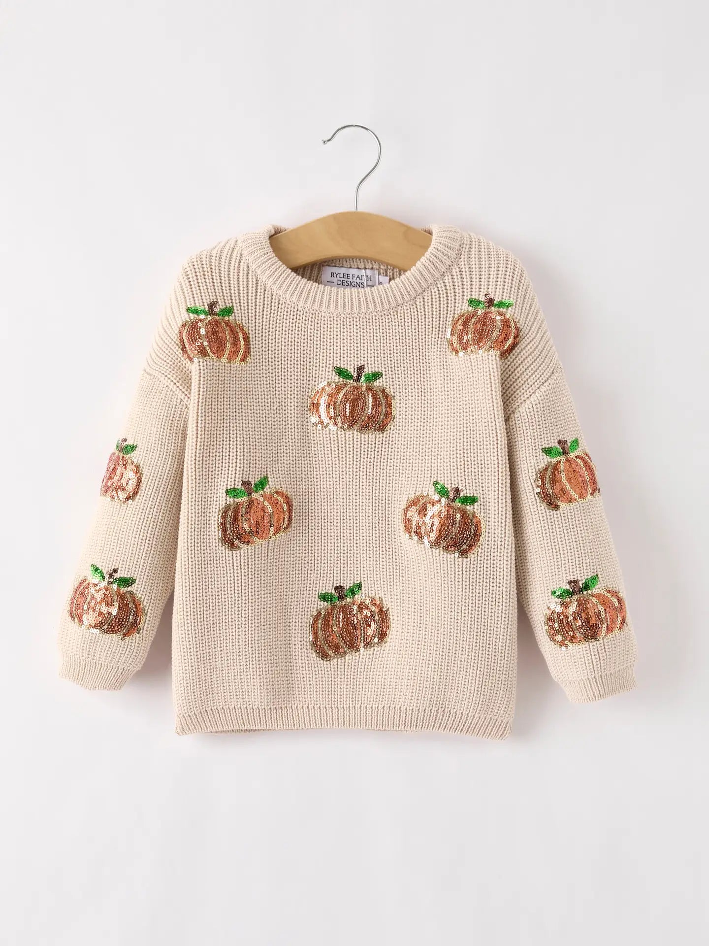 Pumpkin Sequin Sweater – Beige