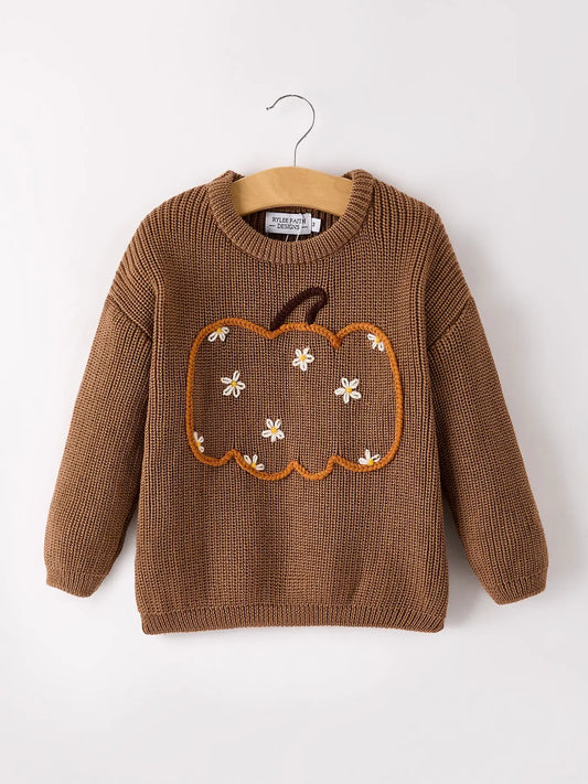 Pumpkin Floral Sweater