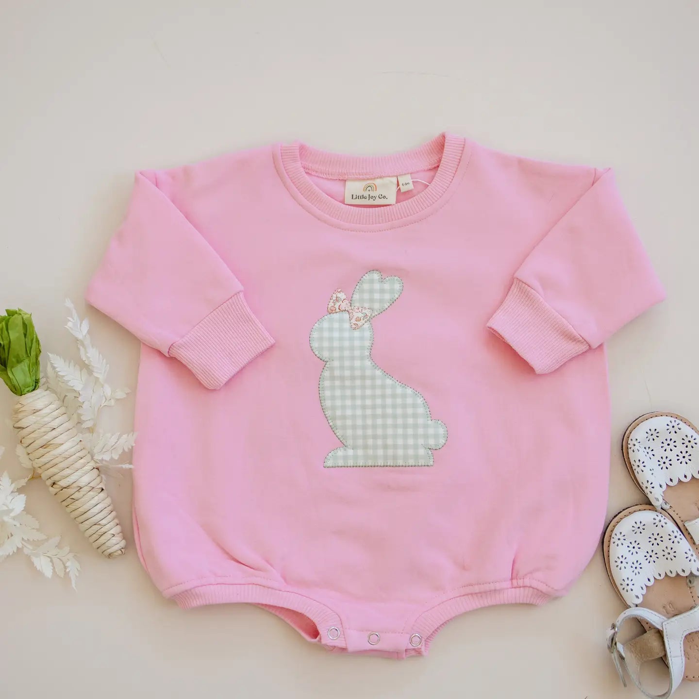 Applique Bunny Sweatshirt Romper