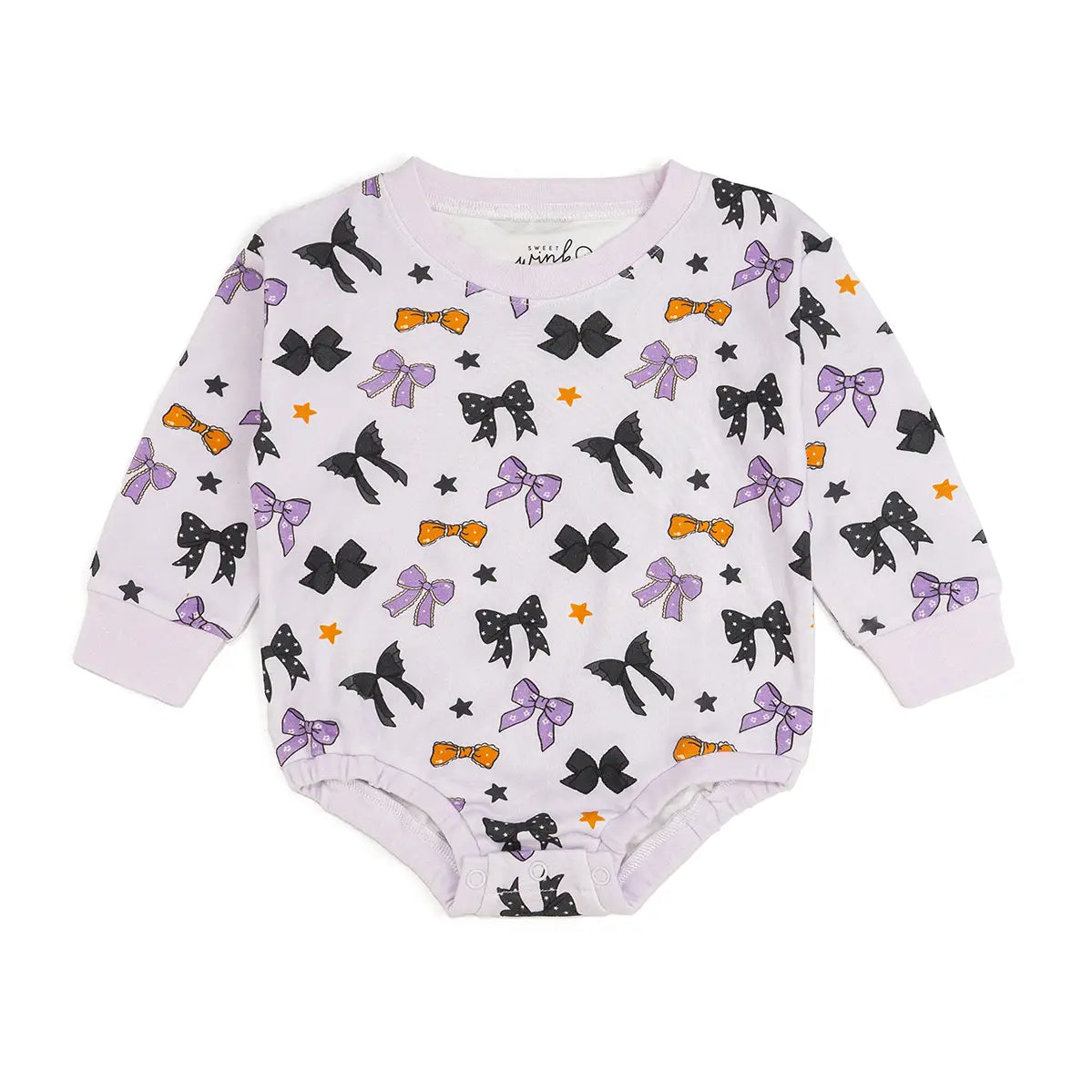 Spooky Bows Long Sleeve Romper - Lavender