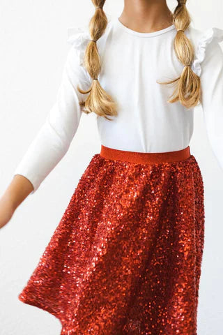 RED SEQUIN TWIRL SKIRT