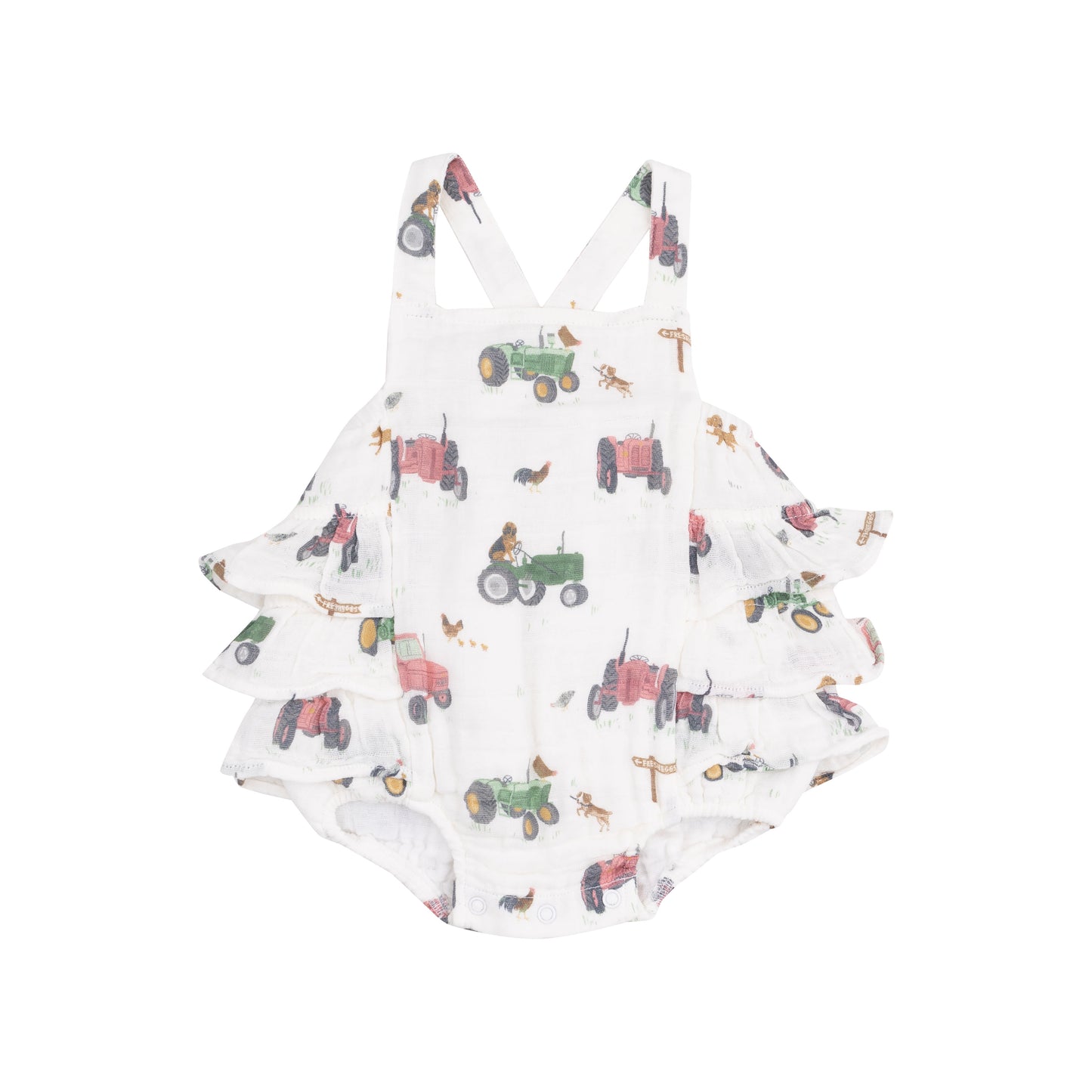 Pink Tractor & Friends Ruffle Sunsuit