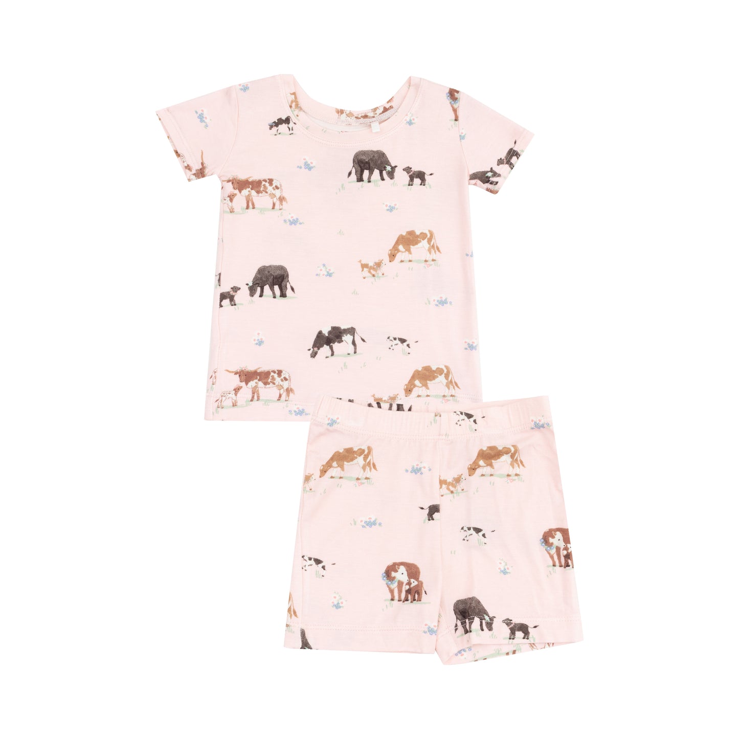 Pink Cow Families Loungewear Short Set