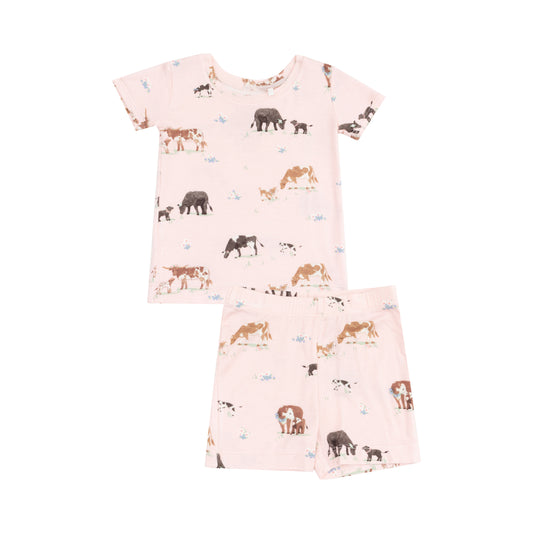 Pink Cow Families Loungewear Short Set