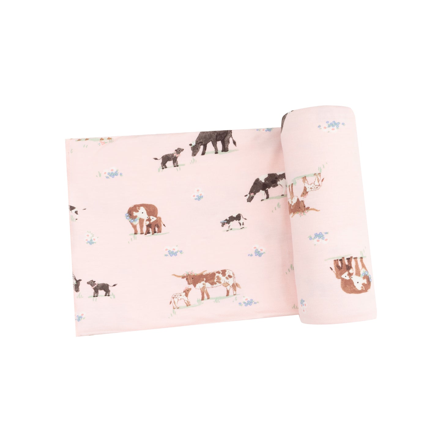 Pink Cow Families Swaddle Blanket
