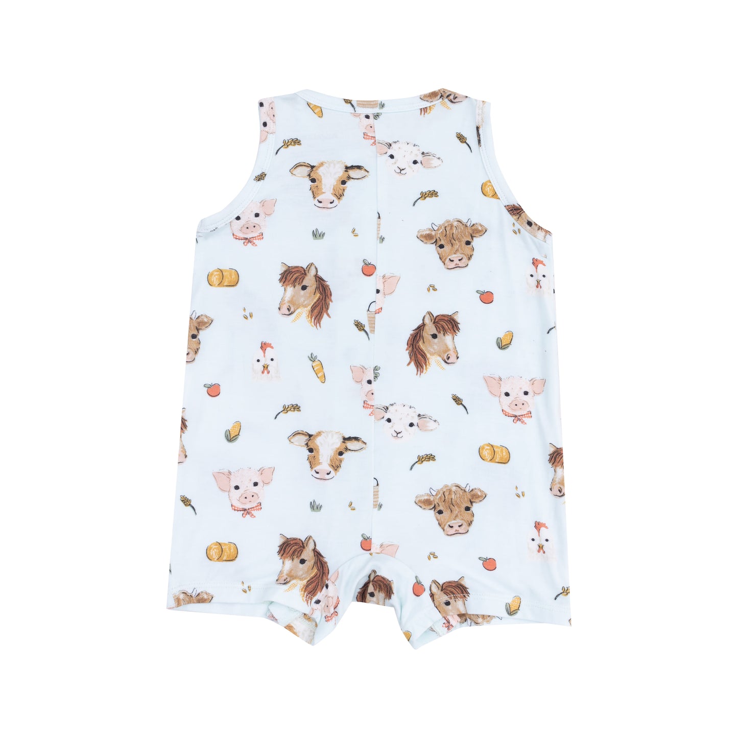 Blue Vintage Animals Faces Sleeveless Shortie Romper