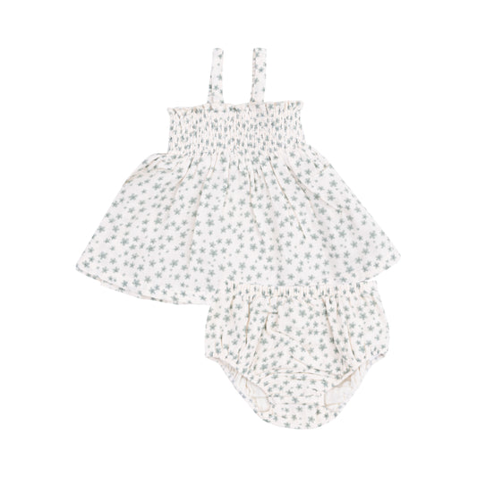 Jadeite Simple Floral Smocked Top & Bloomer